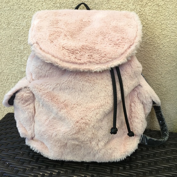 STEVE MADDEN Black Calli Faux-Fur Large Backpack - Picture 2 of 6